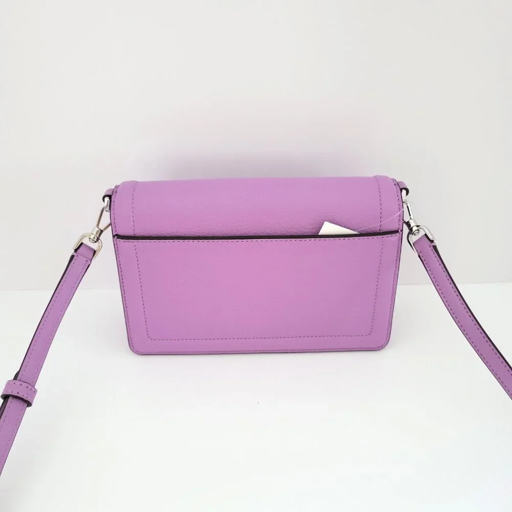 Kate Spade KM611 Knot Pebbled Leather Mini Flap Crossbody Handbag Wisteria - Picture 4 of 8